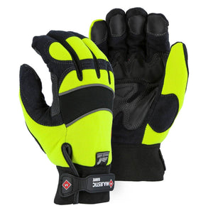 Majestic Glove 2145HYH Hi-Visibility Lime Winter Lined, Mechanics Style Glove (1 Pair) - BHP Safety Products