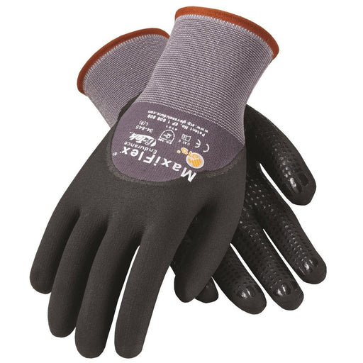 MaxiFlex Endurance Seamless Knit Nylon Glove with 3/4 Dip Nitrile Coated MicroFoam Grip on Palm, Fingers & Knuckles - Micro Dot Palm, 34-845, 1 Pair - BHP Safety Products