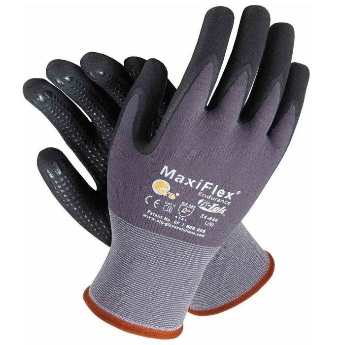 MaxiFlex Endurance Seamless Knit Nylon Glove with Nitrile Coated MicroFoam Grip on Palm & Fingers - Micro Dot Palm, 34-844, 1 Pair - BHP Safety Products