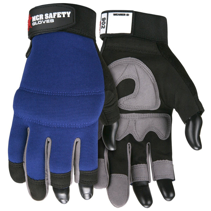 MCR Safety 902 Fasguard Synthetic Leather Work Gloves with 3 Fingerless Design Multi-Task Mechanics Glove (1 Pair) - BHP Safety Products