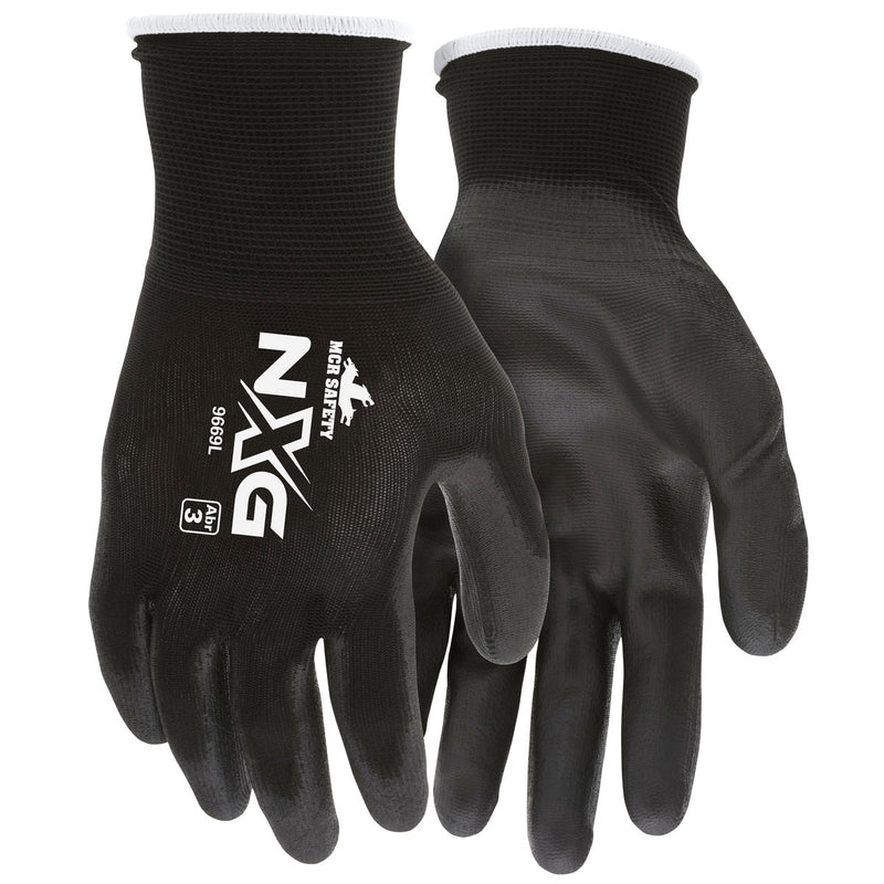Uline Polyurethane Coated Gloves - Black, Large
