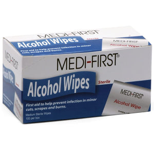 Medi-First 22133 Alcohol Wipes, 100 Per Box - BHP Safety Products