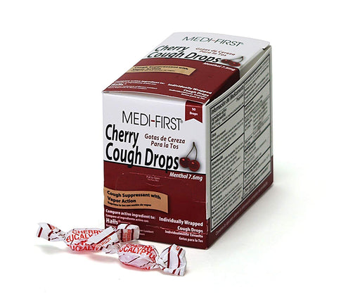 Medi-First Cherry Cough Drops, 50 Drops - BHP Safety Products