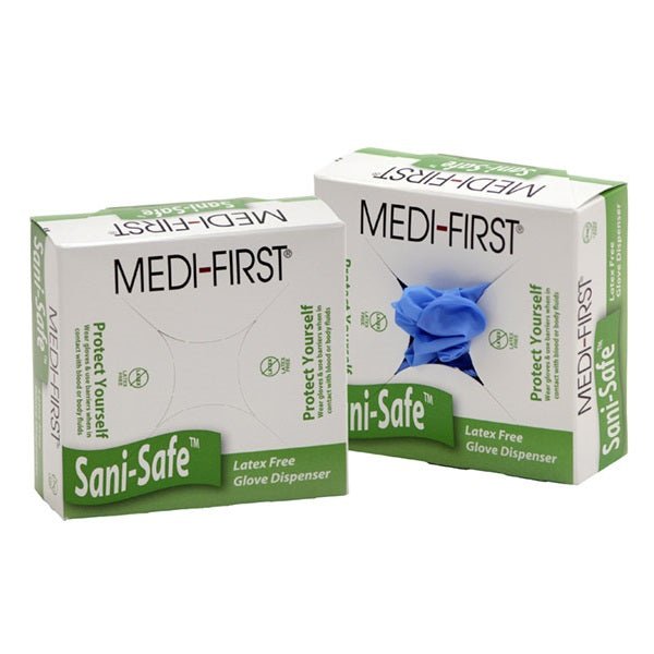 Medi-First First Aid Glove Dispenser, 8 Large Nitrile Gloves - Latex Free (1 Box) - BHP Safety Products