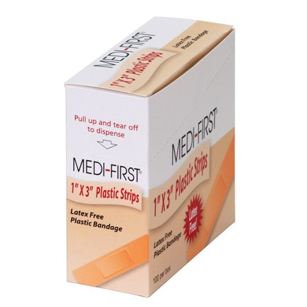 Medi-First Plastic Bandage, 1" x 3" 100 Count/Box - BHP Safety Products