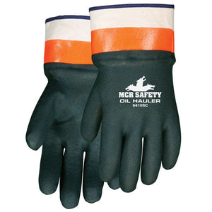 Memphis 6410SC Oil Hauler, Double Dipped Green PVC over Orange, Safety Cuff, Jersey Lined Work Gloves - BHP Safety Products