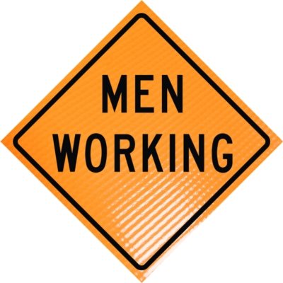 "MEN WORKING" Non-Reflective, Vinyl Roll-Up Sign, 48 x 48 - BHP Safety Products