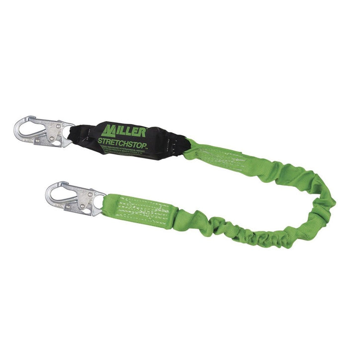 Miller StretchStop Lanyard with SofStop Shock Absorber and Locking Snap Hooks, 6' Length - BHP Safety Products
