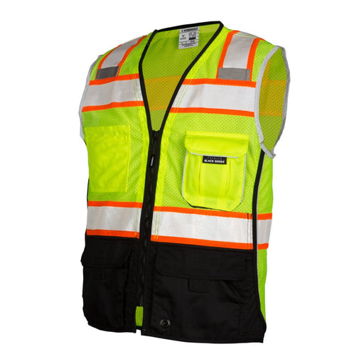 ML Kishigo 1515 Premium Black Bottom ANSI Class II Safety Vest, Hi-Vis Lime - BHP Safety Products