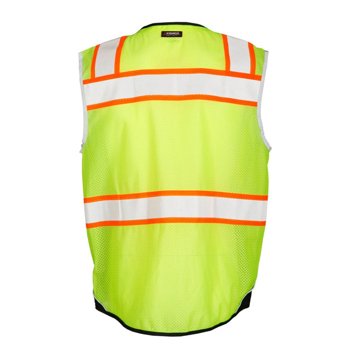 ML Kishigo 1515 Premium Black Bottom ANSI Class II Safety Vest, Hi-Vis Lime - BHP Safety Products