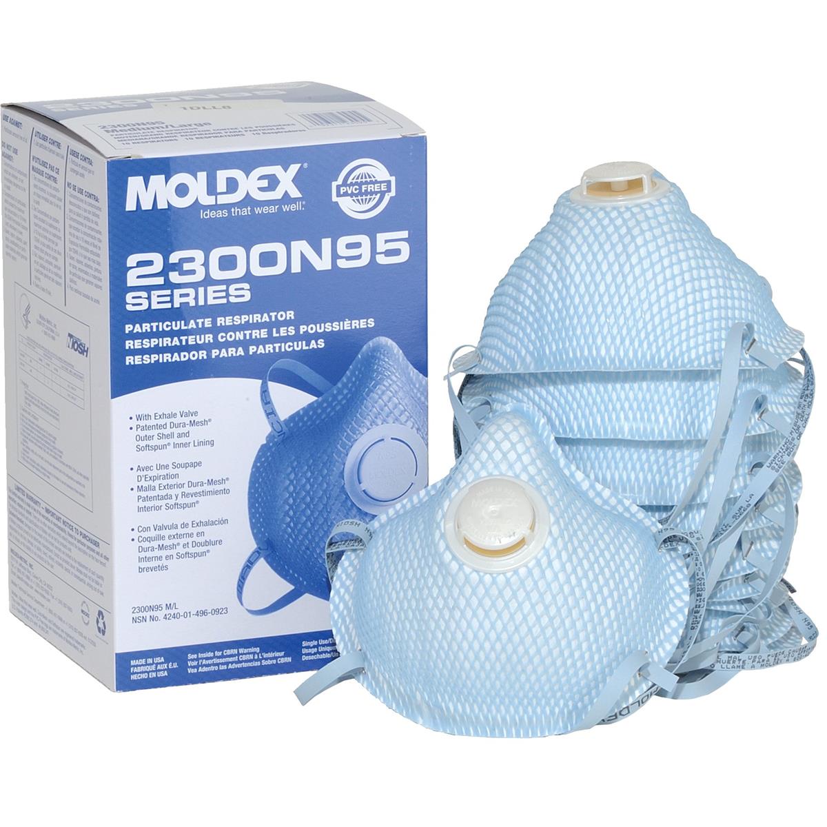 Moldex 2300N95 Particulate Respirator Mask with Exhale Valve, 10 Masks per Box - BHP Safety Products