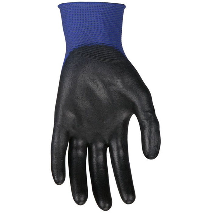 Ninja Lite Work Gloves, 18 Gauge Blue Nylon Shell, Polyurethane Coated Palm and Fingertips - BHP Safety Products