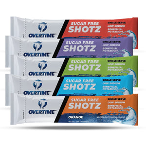 Overtime Electrolyte Drink Mix, Single Serve Shotz, Zero Calories, Sugar Free, 5 Flavor Variety Pack Case of 400 - BHP Safety Products