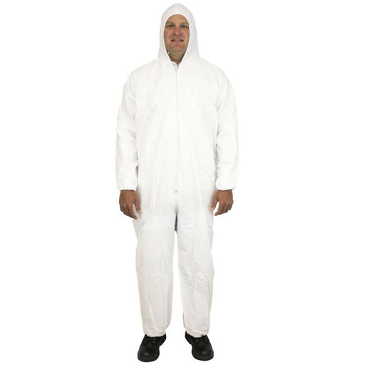 PermaGuard II Dispoable Coverall with Zipper Front, Elastic Wrists and Ankles with Attached Hood, C18127 - BHP Safety Products