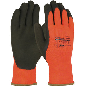 PIP 41-1400 PowerGrab Thermo Hi-Vis Orange Seamless Knit Acrylic Terry Glove with Latex MicroFinish Grip, Winter Work Gloves - BHP Safety Products