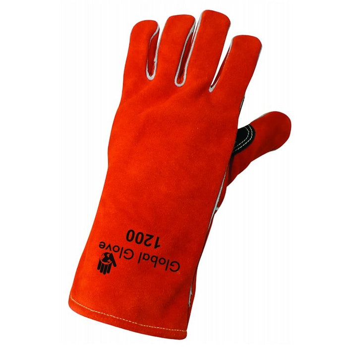 Premium Leather Welders Gloves Universal Size, 1200, Orange - BHP Safety Products