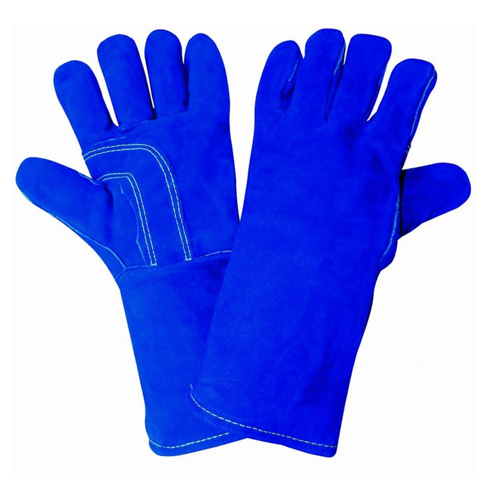 Premium Split Leather Welders Gloves Size Large, 1200KB, Blue - BHP Safety Products