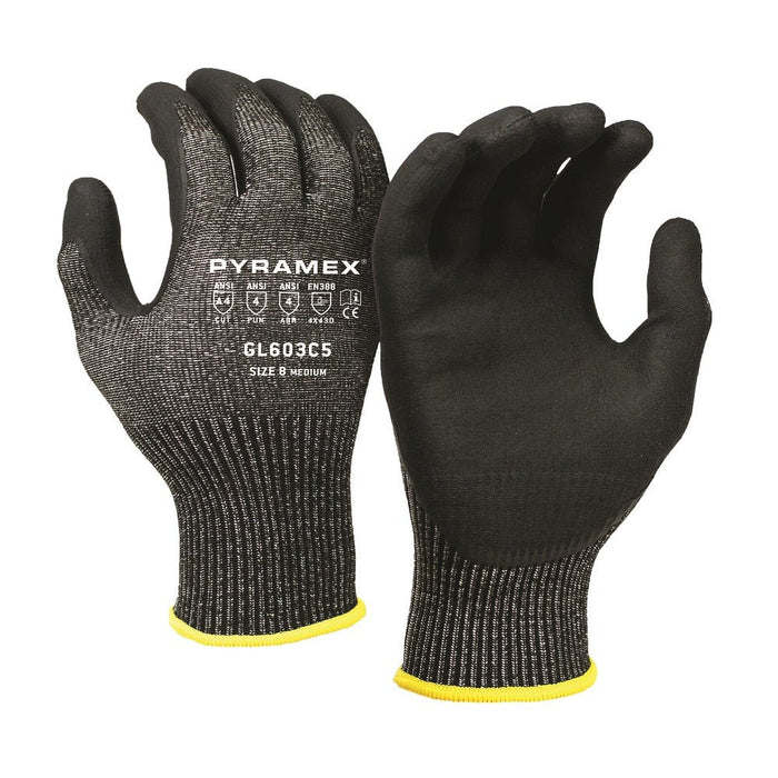 Pyramex Micro-Foam Nitrile Coated Cut Resistant Gloves GL603C5 (12 Pair) - BHP Safety Products