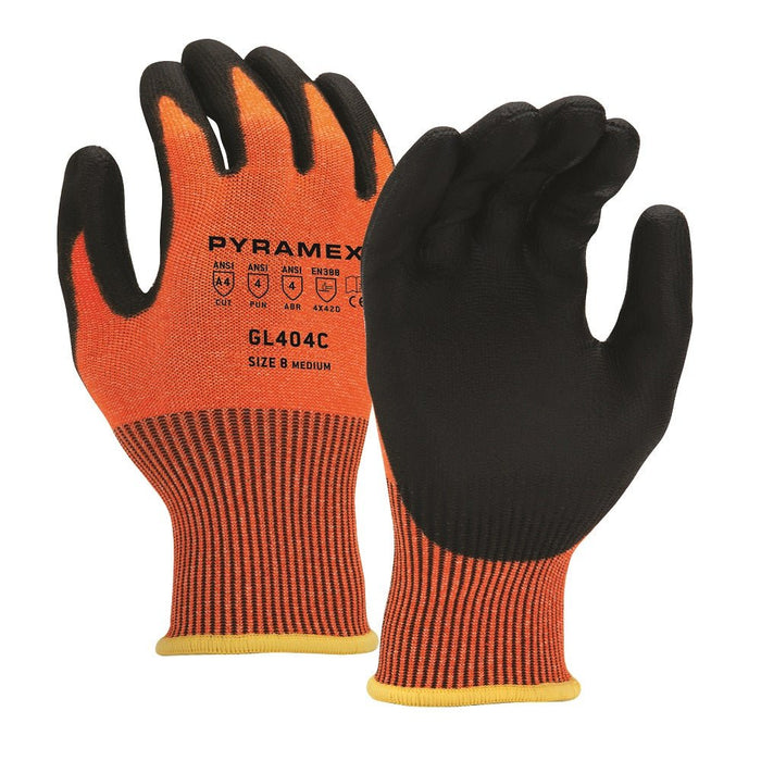 Pyramex PU Polyurethane Coated Cut Resistant Work Gloves GL404C (12 Pair) - BHP Safety Products