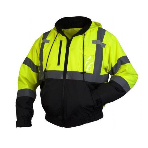 Pyramex RJ31 Series Bomber Jacket with Zip Out Polar Fleece Liner, 2" Silver Reflective Striping, Insulated, ANSI Type R Class 3 - BHP Safety Products