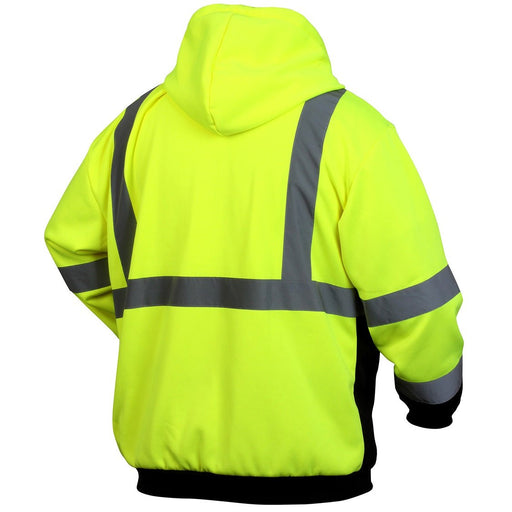 Pyramex RSZH3210 Type R Class 3 Black Bottom Full-Zip Safety Sweatshirt/Hoodie - Yellow/Lime - BHP Safety Products