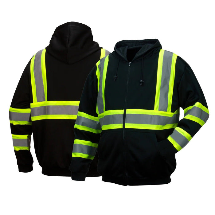 Pyramex RSZH3411 Type 0 Class 1 Enhanced Visibility Full-Zip Safety Sweatshirt/Hoodie - Black - BHP Safety Products
