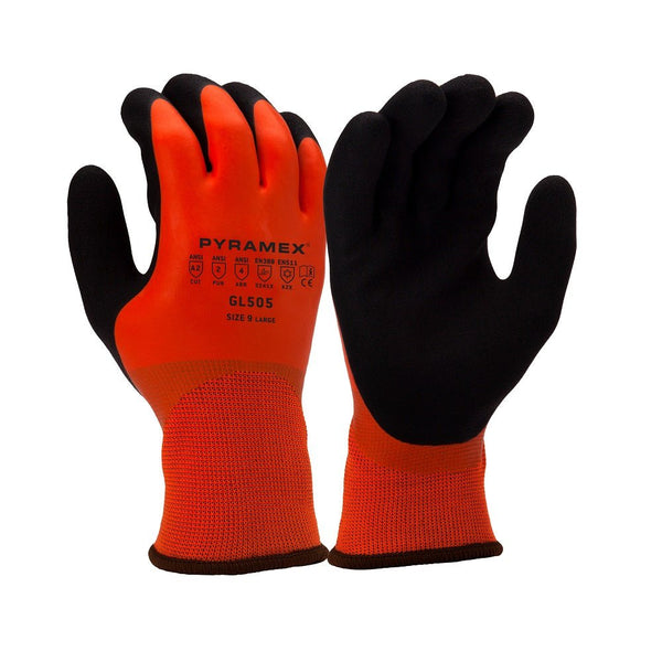 Pyramex Sandy Latex Coated Cut Resistant Work Gloves with Insulated Wi ...