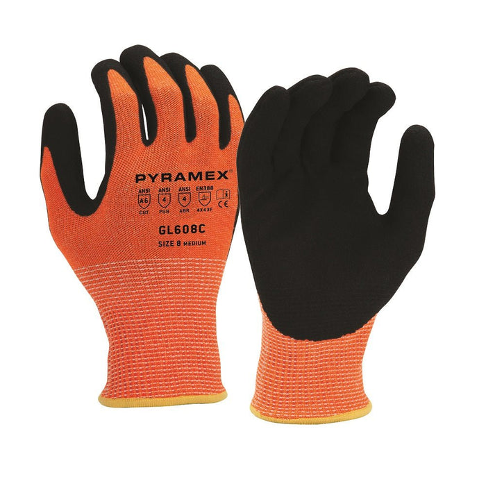 Pyramex Sandy Nitrile Coated Cut Resistant Work Gloves GL608C (12 Pair) - BHP Safety Products