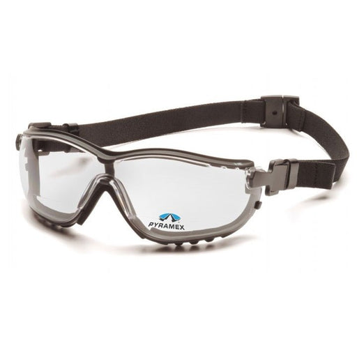 Pyramex V2G Reader Hybrid Safety Glasses/Goggle with Clear Lens Bifocals and Interchangable Temples, Head-Strap and H2X Anti-Fog Coating - BHP Safety Products