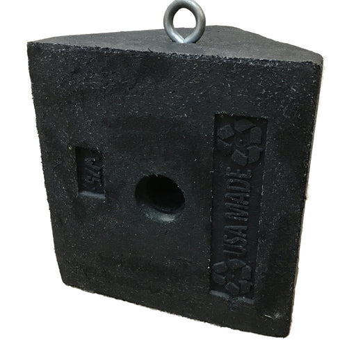 Rubber Wheel Chock with Eyebolt, 8.75" x 8.5" x 7" for Heavy Equiment, Line Trucks - BHP Safety Products