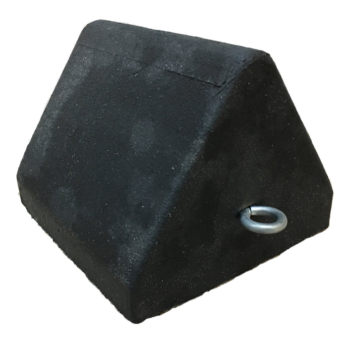 Rubber Wheel Chock with Eyebolt, 8.75" x 8.5" x 7" for Heavy Equiment, Line Trucks - BHP Safety Products