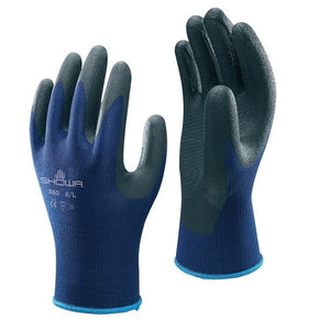 Showa 380 Blue Nylon Stitched Glove with Nitrile Foam Coating and Waffle Pattern - BHP Safety Products