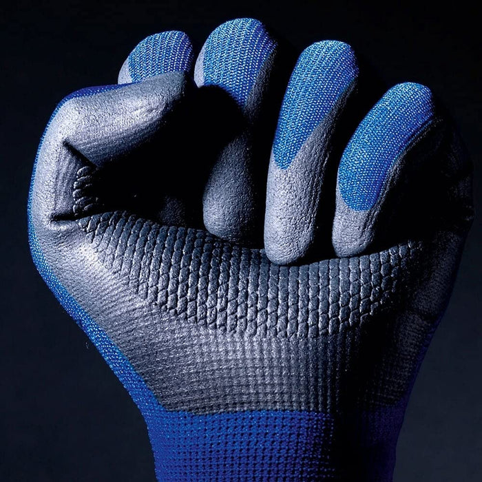 Showa 380 Blue Nylon Stitched Glove with Nitrile Foam Coating and Waffle Pattern - BHP Safety Products