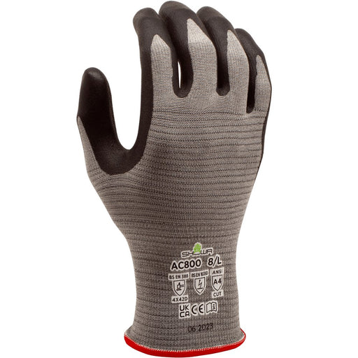 Showa AC800 ANSI A4 Cut Resistant Glove, Microporous Nitrile Coating, 18 Gauge HPPE Anti-Static Conductive Yarn Liner - BHP Safety Products