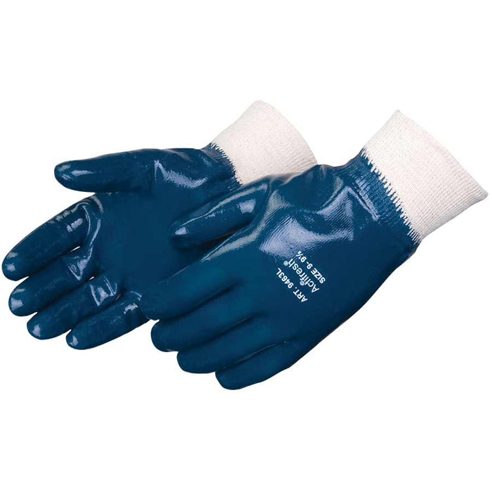 Smooth Finish Blue Nitrile Glove with Knit Wrist, 9463 (12 Pair) - BHP Safety Products