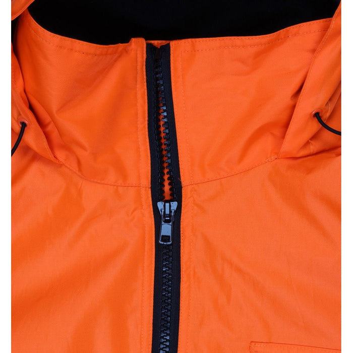 Two Tone Value Bomber Jacket, Class 3, Quilted Rain Jacket, Fluorescent Orange / Black with Silver Reflective Stripes - BHP Safety Products
