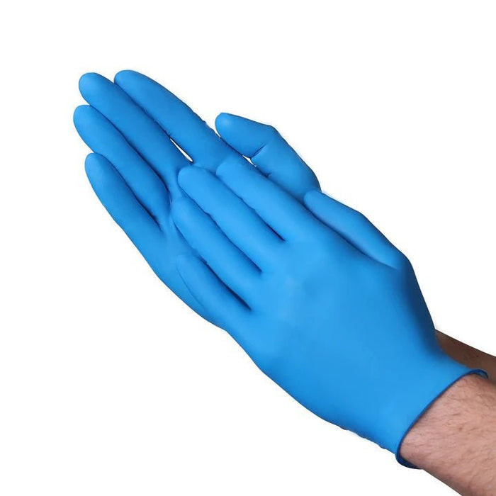 VGuard A18A1 Blue Nitrile Powder Free Exam Gloves, 4 MIL, Chemo Rated (100 Gloves per Box) - BHP Safety Products