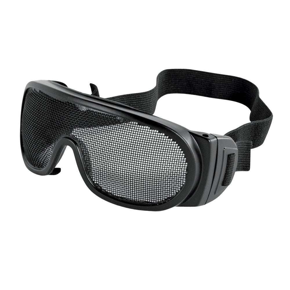 Wire Mesh Safety Goggles with Elastic Strap and Matte Black Frame (1 P — BHP Safety Products