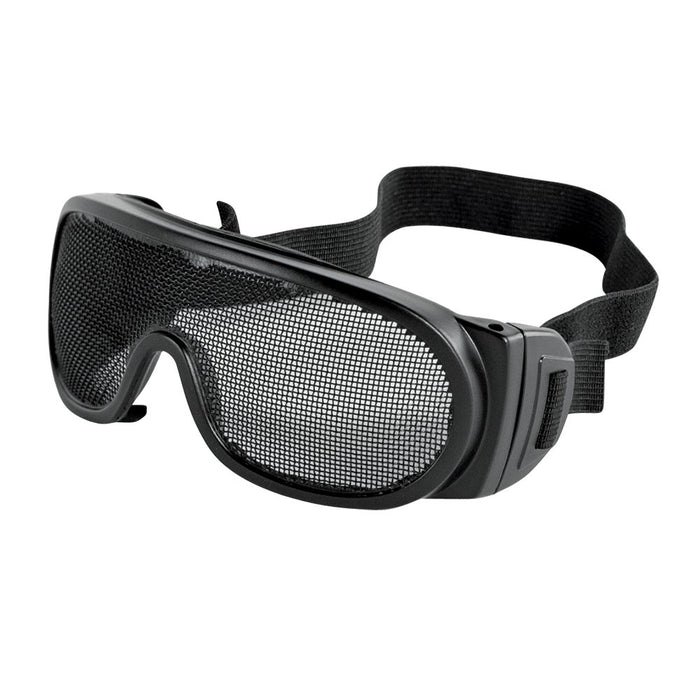Wire Mesh Safety Goggles with Elastic Strap and Matte Black Frame (1 Pair) - BHP Safety Products