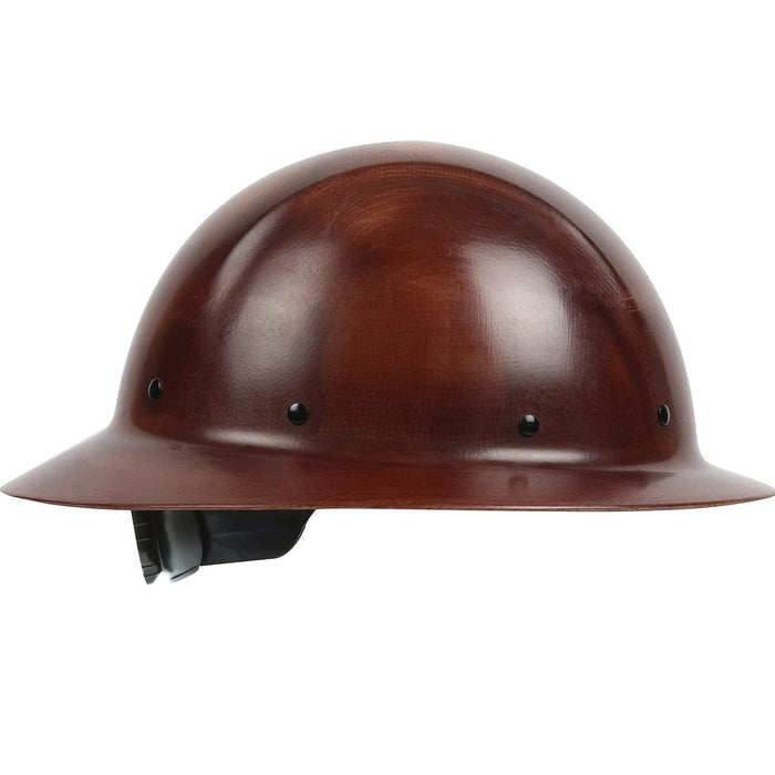Wolfjaw Full Brim Hard Hat with Fiberglass Shell, 8 Point Ratchet Suspension, Natural Brown - BHP Safety Products