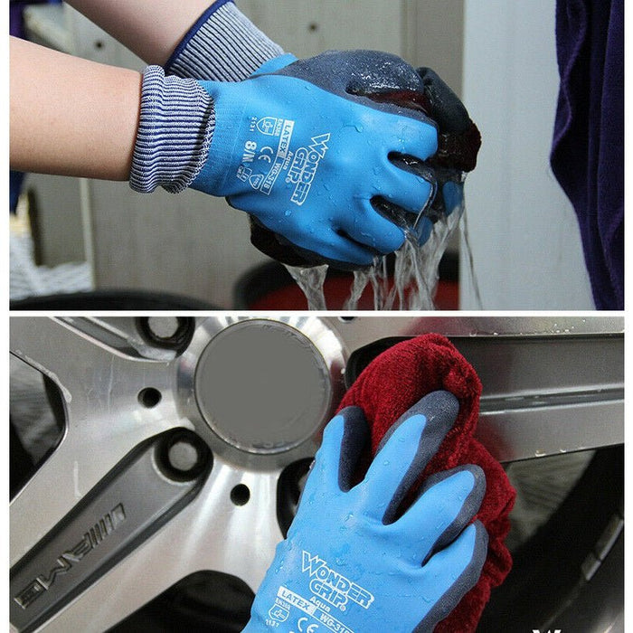 Wonder Grip WG-318 Aqua, 100% Waterproof Work Gloves, Double Dipped Latex - Fully Coated Glove (1 Pair) - BHP Safety Products